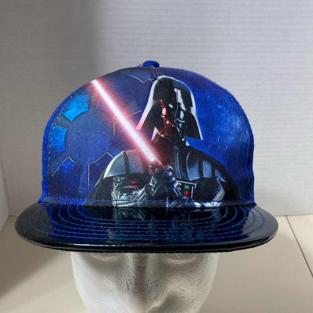 Star Wars Darth Vader Adjustable SnapBack Ball Cap Hat Blue Shiny Brim One Size
